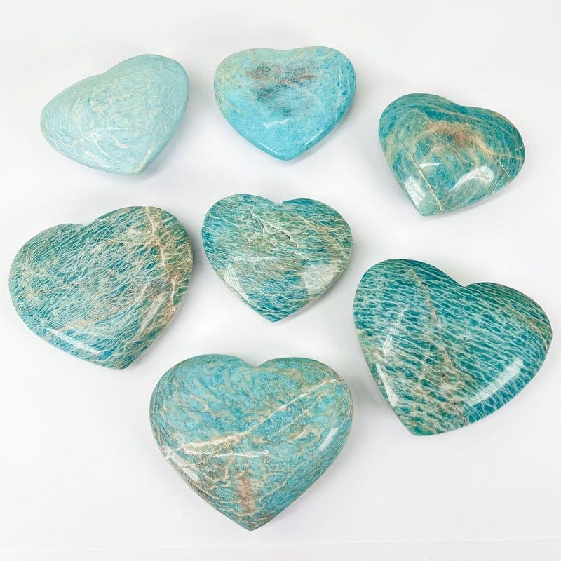 Amazonite Polished Heart - By Weight