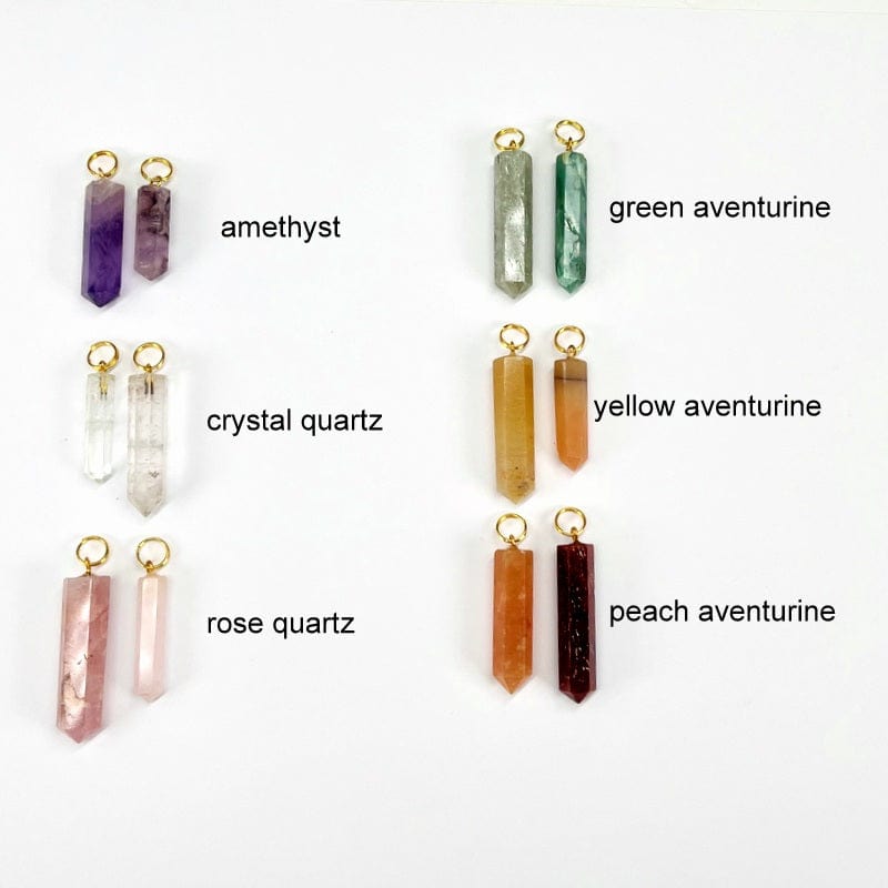 Gemstone Point Pendants with Gold Tone Circle Bail