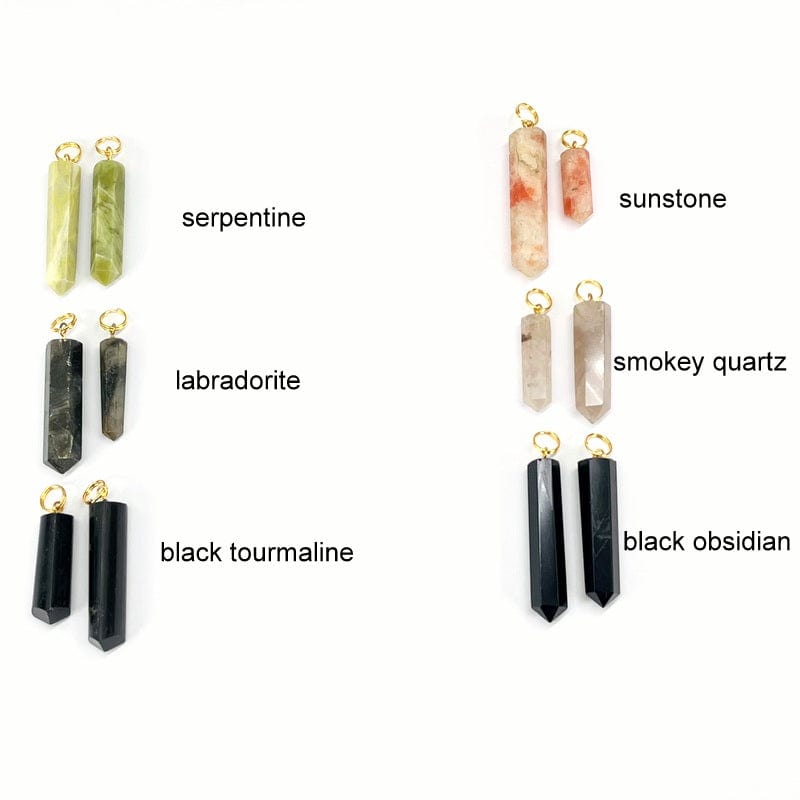 Gemstone Point Pendants with Gold Tone Circle Bail