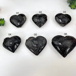 Black Tourmaline with Red Hematite Hearts - AS IS