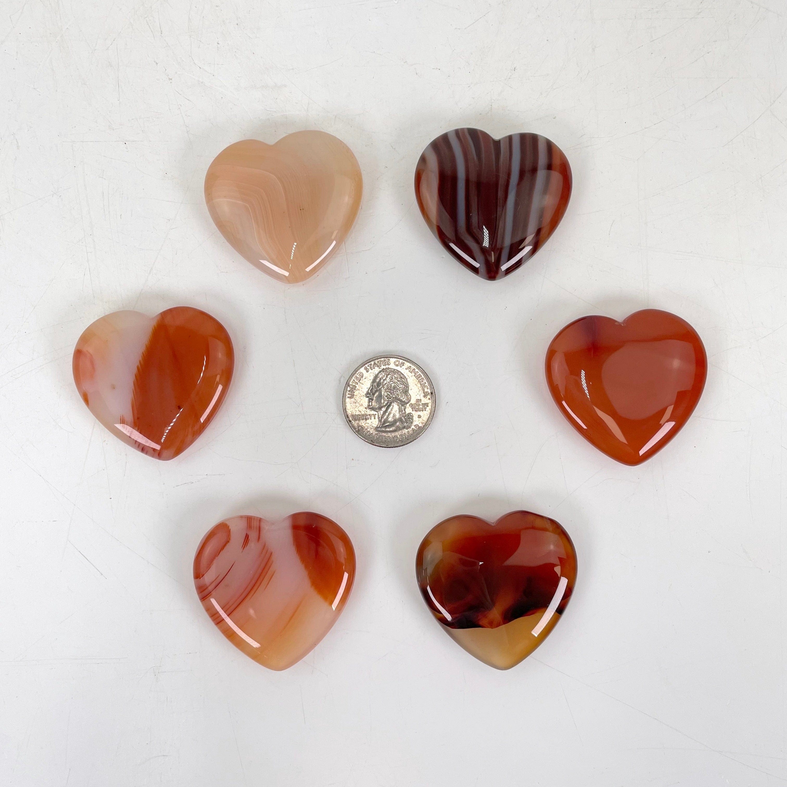 Carnelian Crystal Polished Hearts