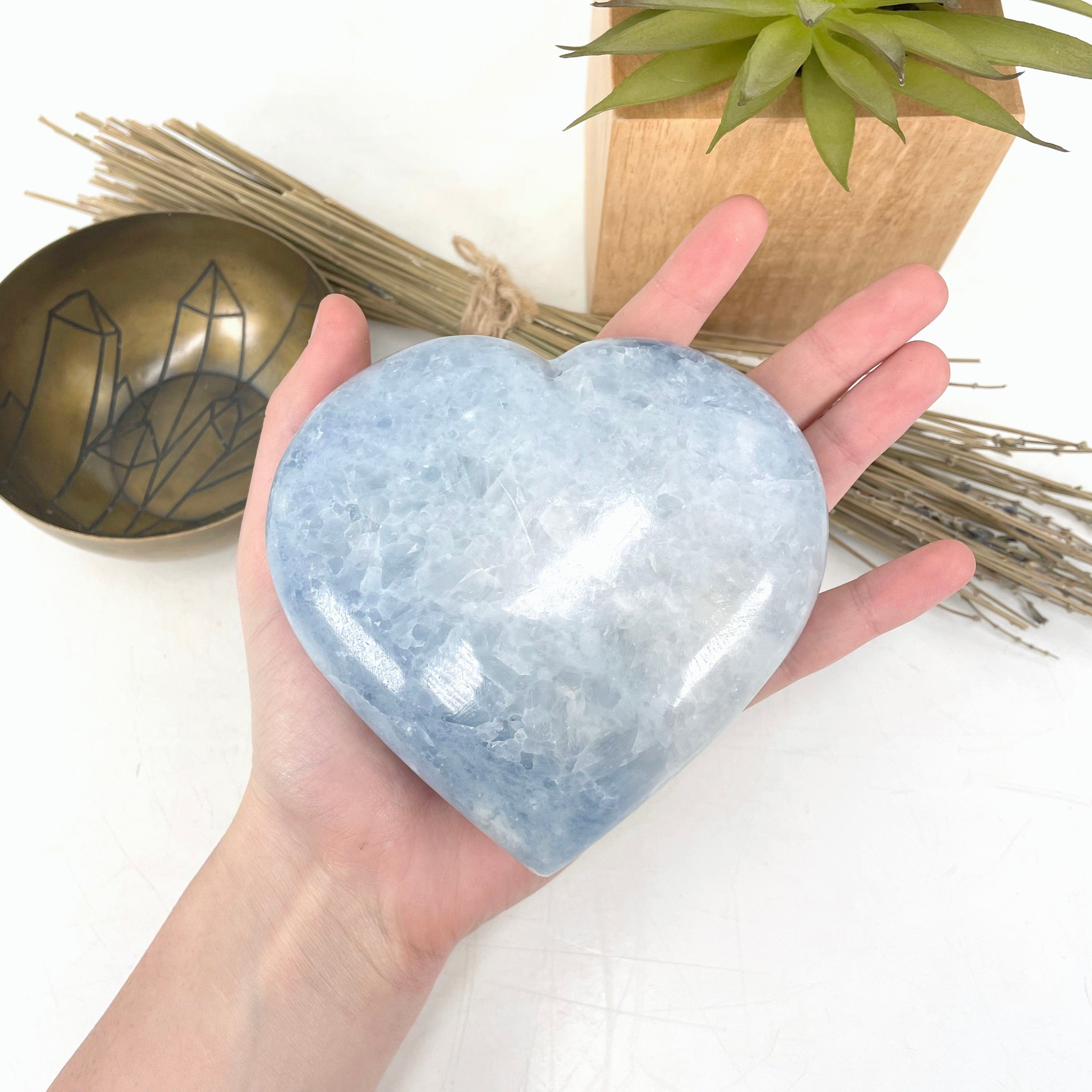 Blue Calcite Polished Heart - OOAK