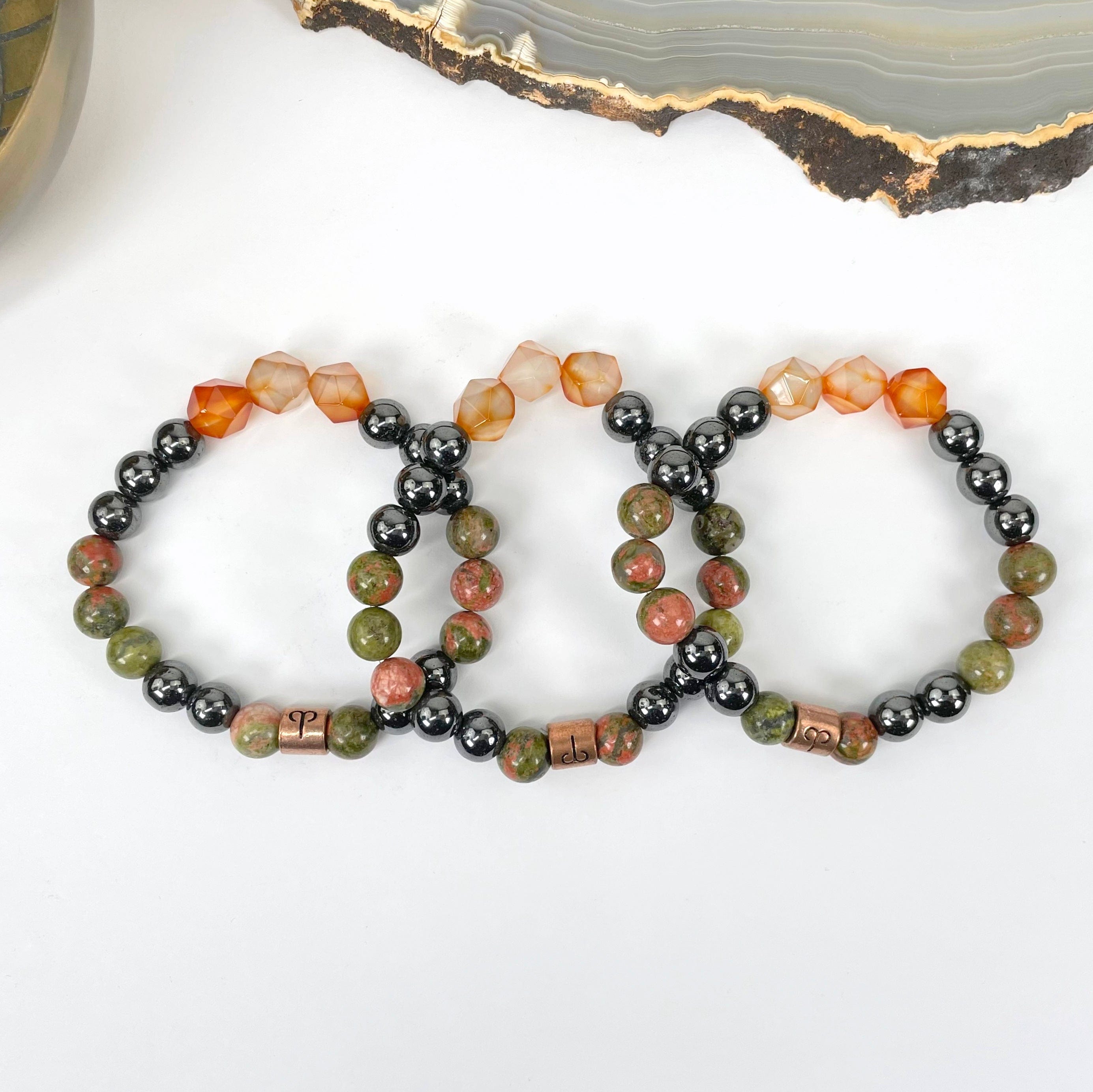 Aries Zodiac Gemstone Crystal Stretch Bracelet