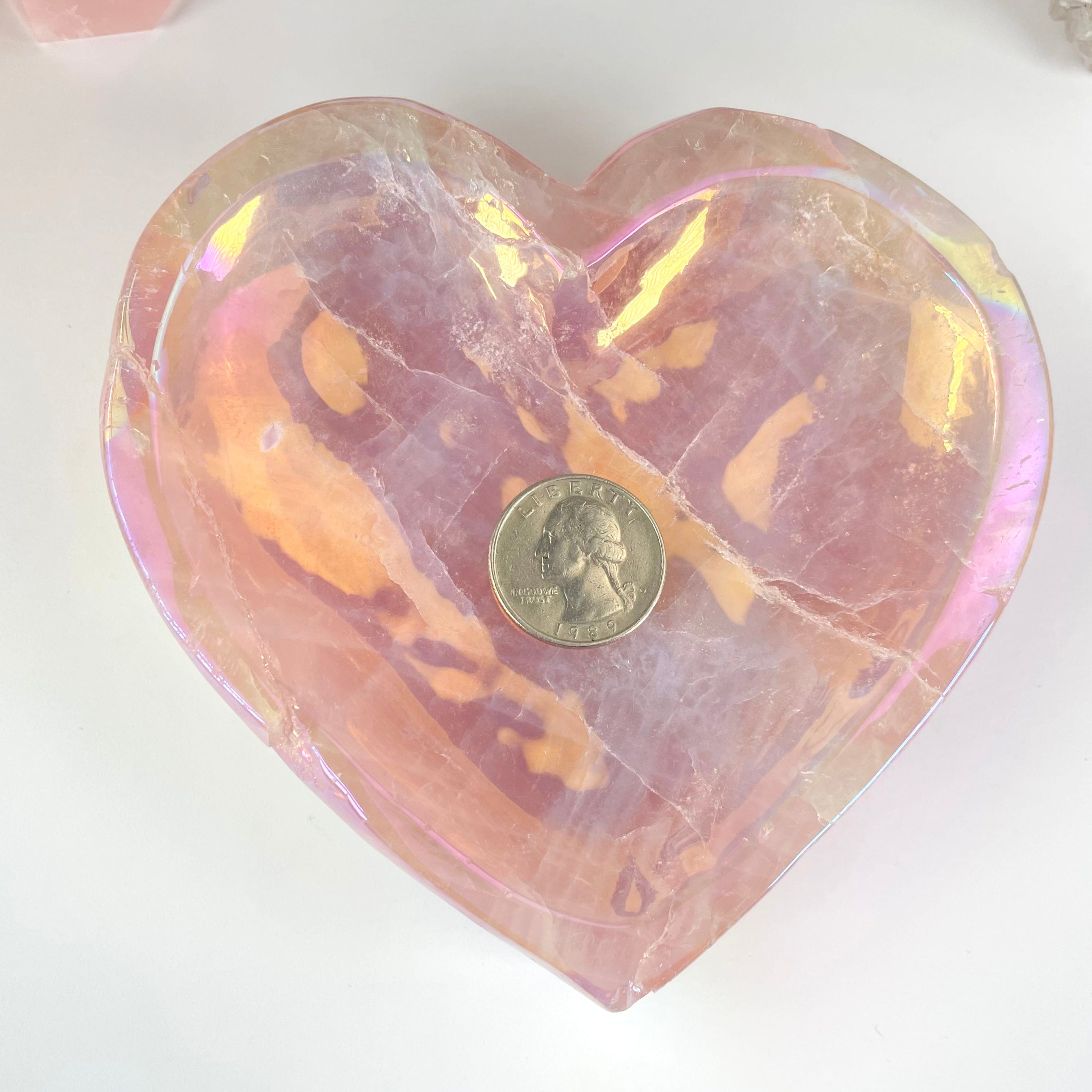 Angel Aura Rose Quartz Heart Bowl - OOAK