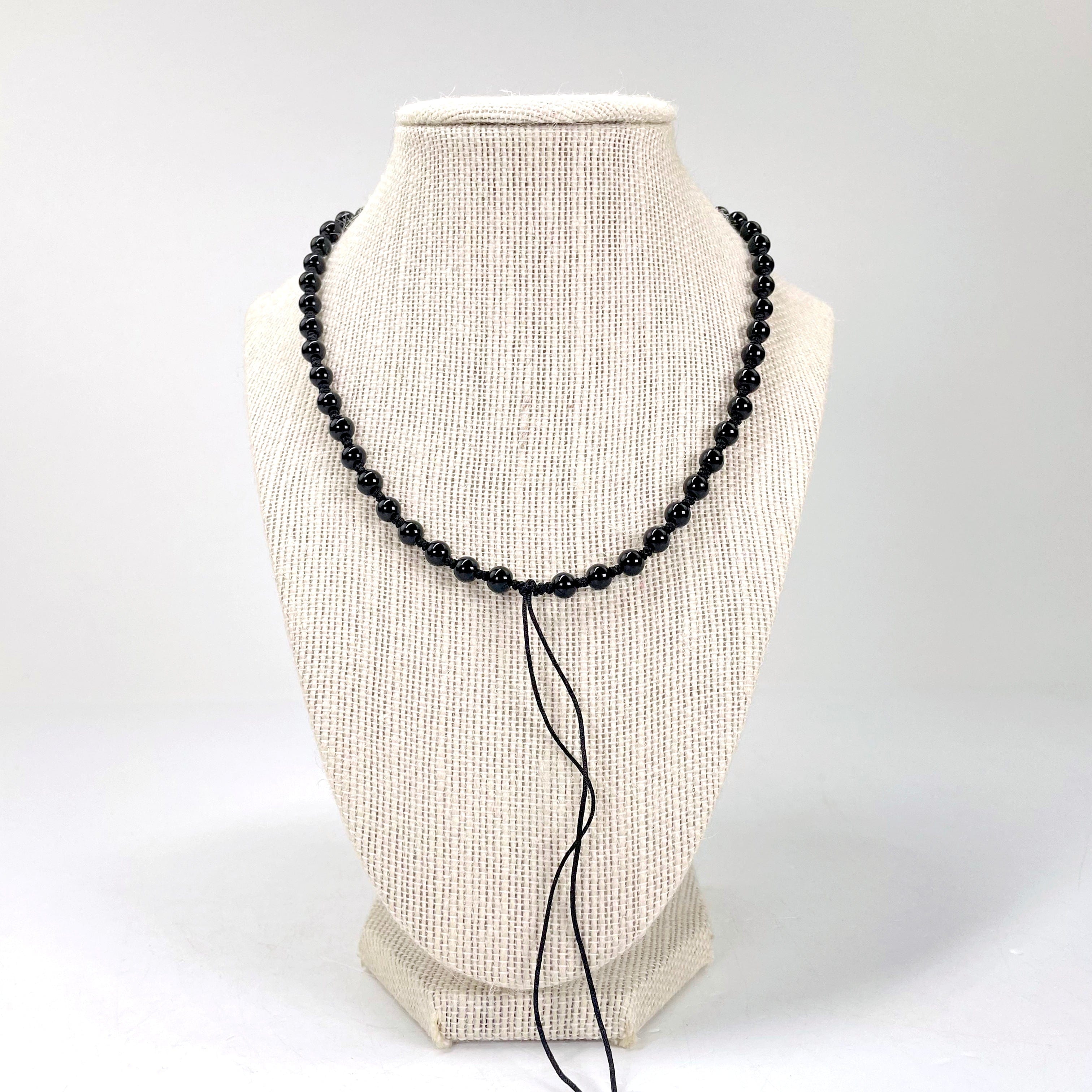 Black Obsidian Mala Bead Adjustable Necklace