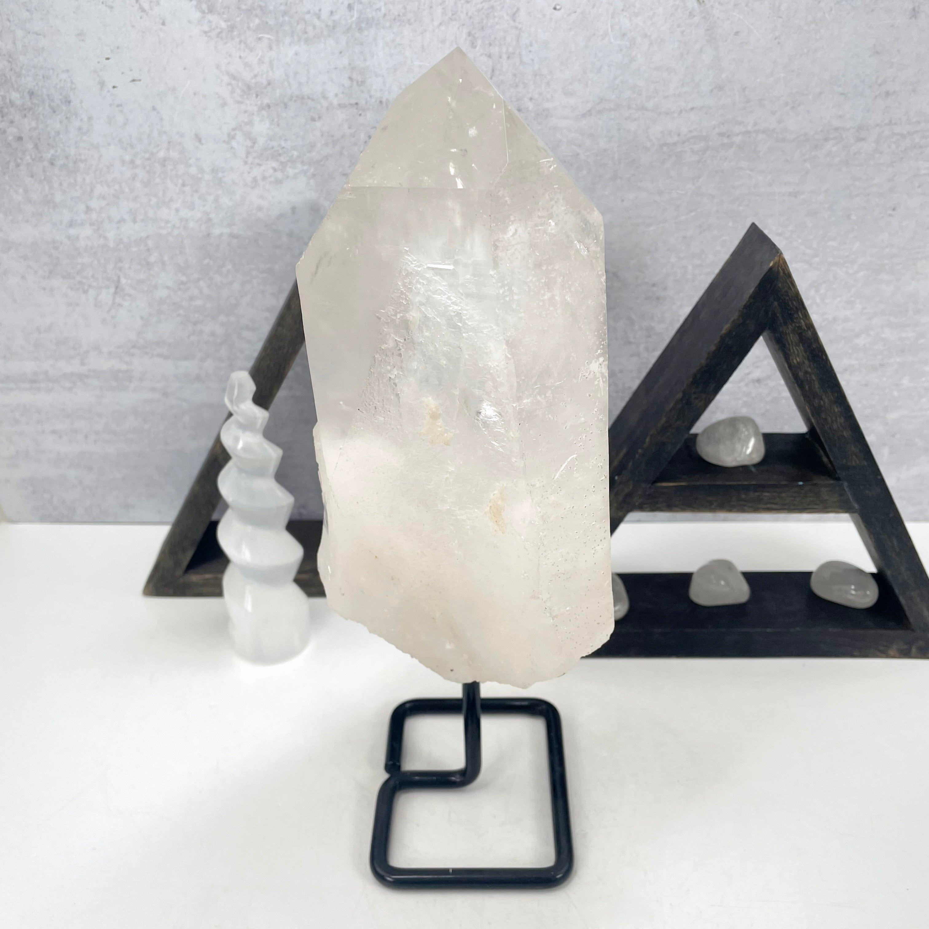 Crystal Quartz High Grade on a Metal Stand