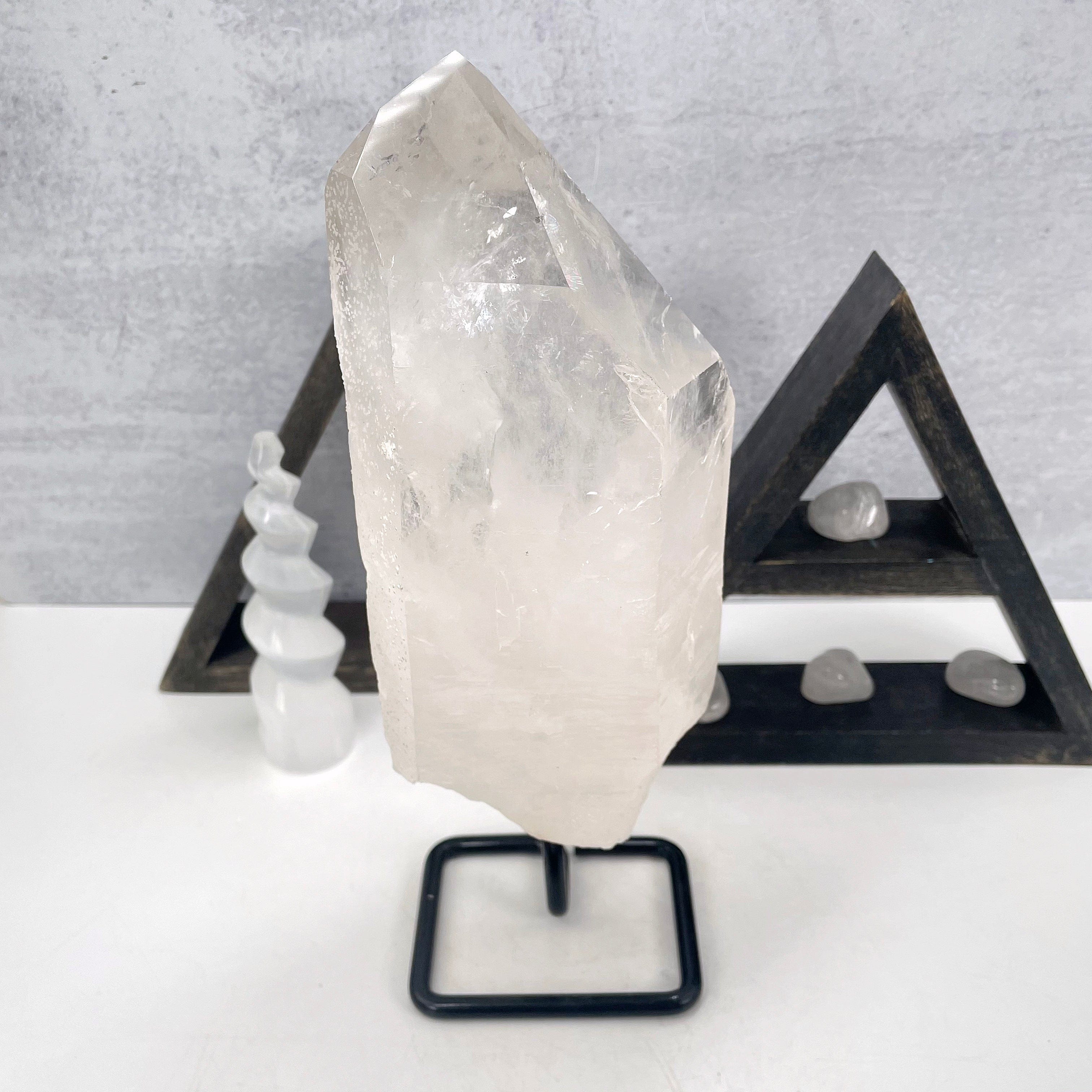 Crystal Quartz High Grade on a Metal Stand