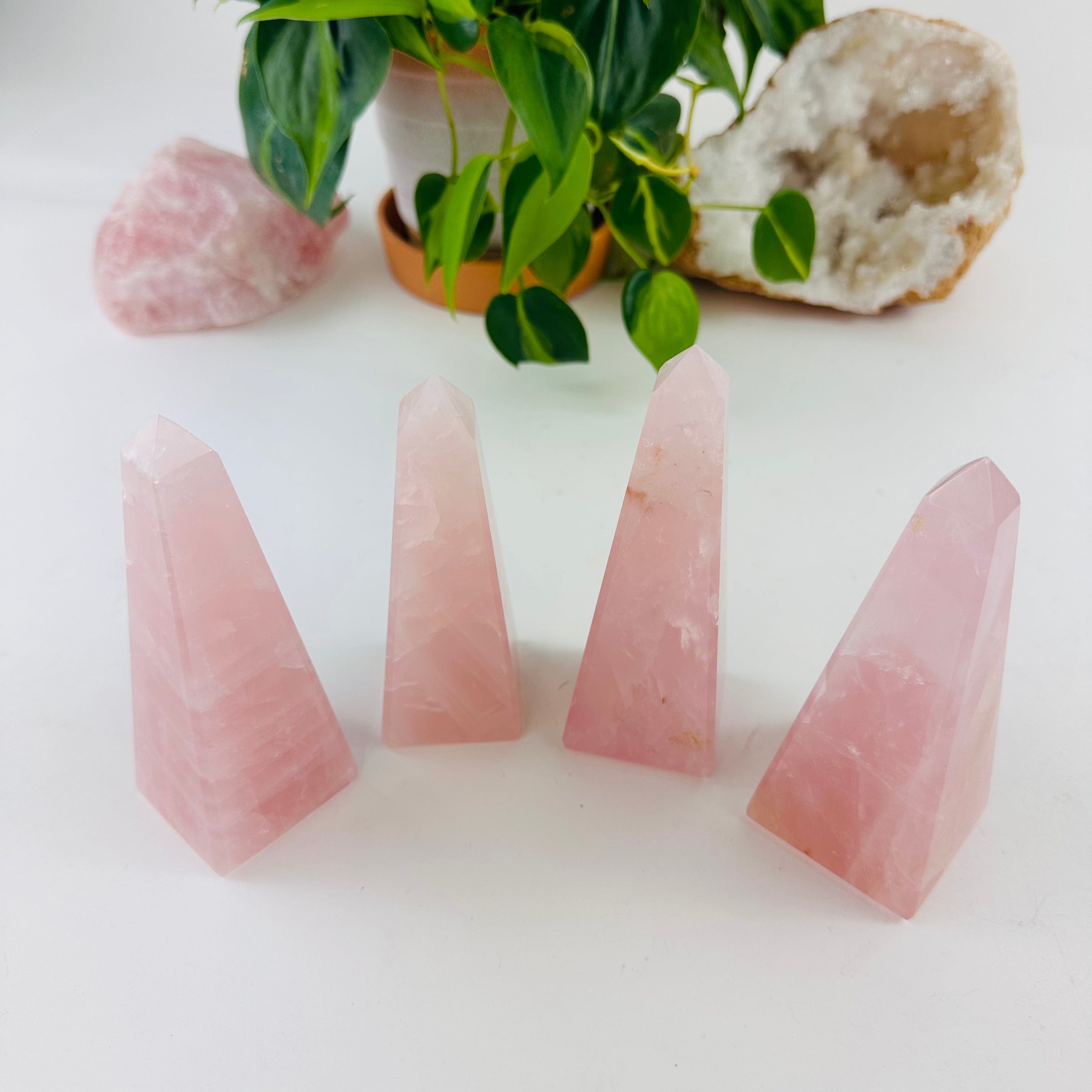 Rose Quartz Polished Obelisk TowerBulk Lot of 4