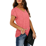 Solid V-Neck Short Sleeve T-Shirt