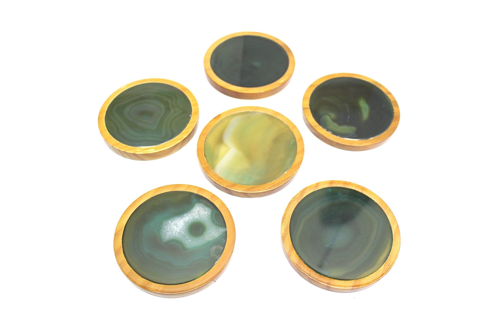 Agate Coasters in Wood Set