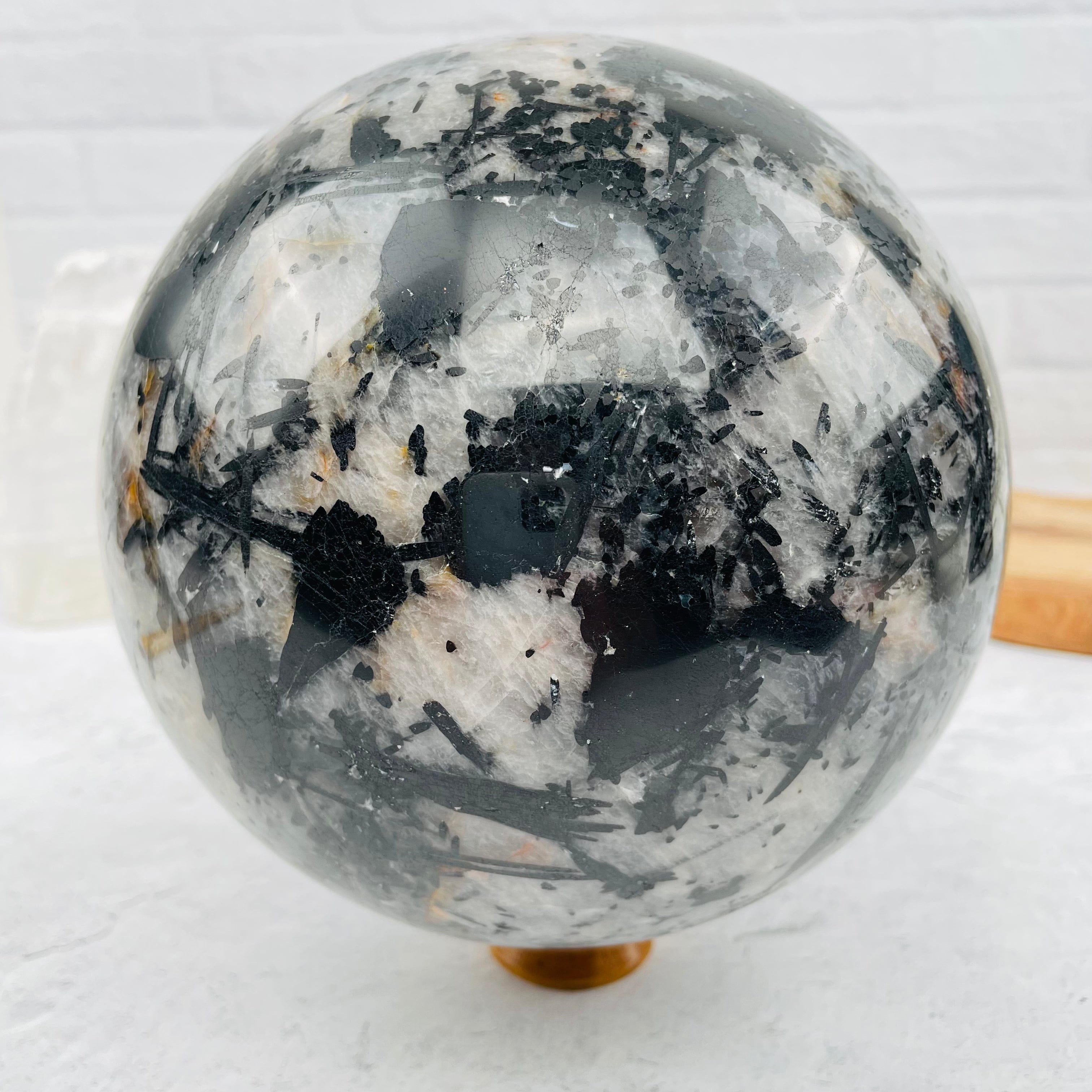 Black Tourmilated Quartz Gigantic Sphere - OOAK -