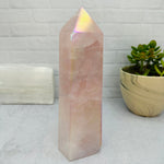 Angel Aura Rose Quartz Polished Tower -OOAK